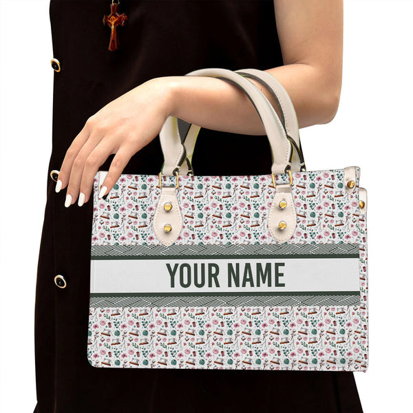 litzzy Personalized Sewing Purse Leather Bag Handbag For Women Love Quilting leather bag White  