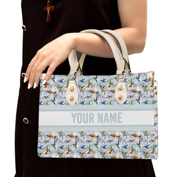 litzzy Personalized Colorful Hummingbird Purse Leather Bag Handbag For Women leather bag White  