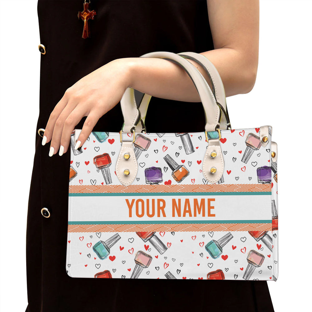 litzzy Personalized Nail Polish Purse Leather Bag Handbag For Women leather bag White  