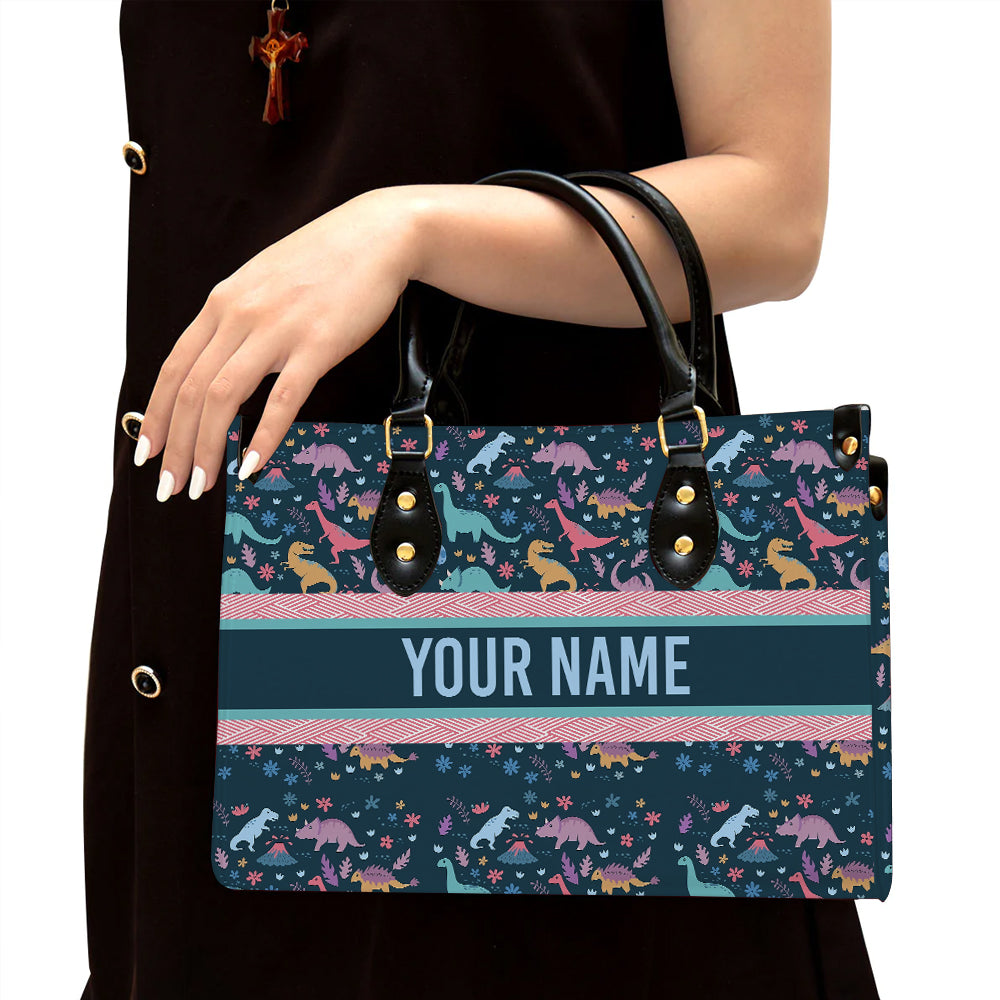 litzzy Personalized Dinosaur Purse Leather Bag Handbag For Women leather bag Black  