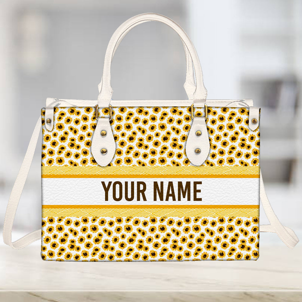 litzzy Personalized Aesthetic Sunflower Purse Leather Bag Handbag For Women leather bag   