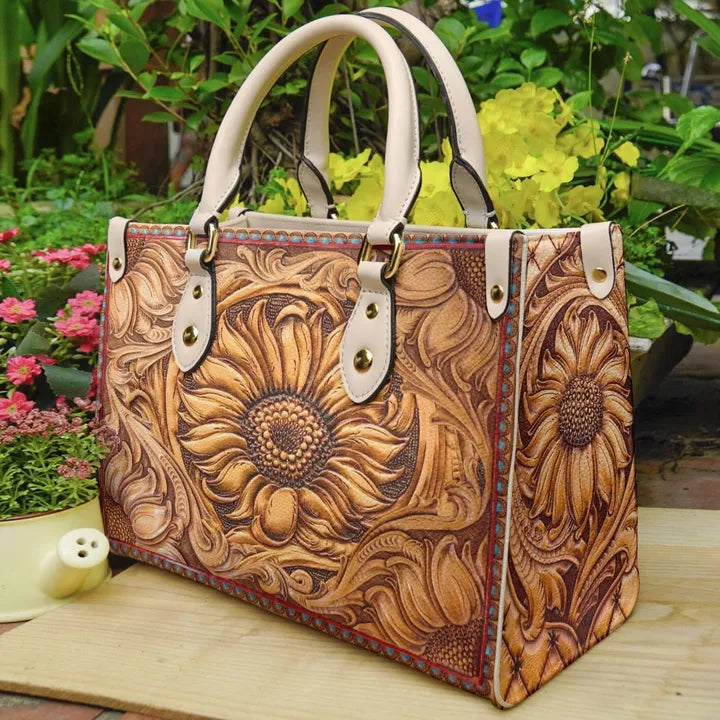 litzzy Sunflower Classical Sunflower Leather Bag Handbag leather bag White  