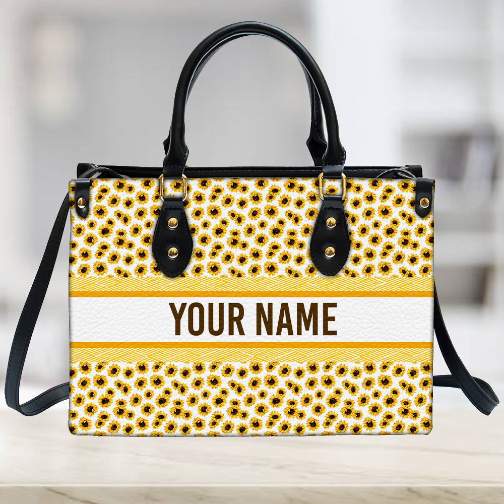 litzzy Personalized Aesthetic Sunflower Purse Leather Bag Handbag For Women leather bag   