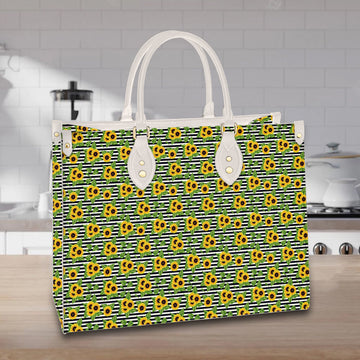 litzzy Personalized Sunflower Purse Leather Bag Striped Handbag For Women leather bag   