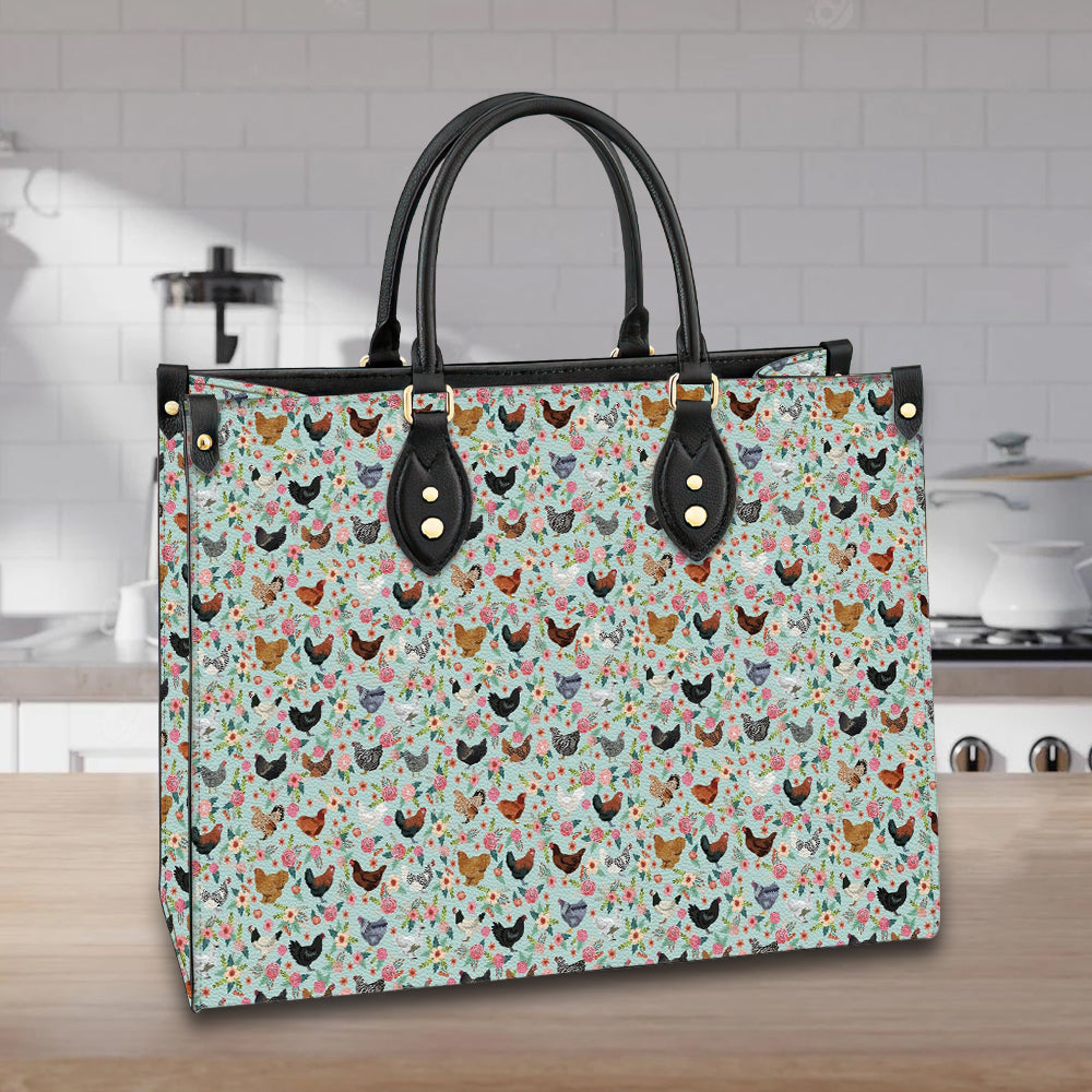 litzzy Personalized Chicken And Flower Purse Leather Bag Handbag For Women leather bag   