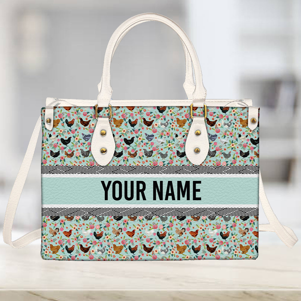 litzzy Personalized Chicken And Flower Purse Leather Bag Handbag For Women leather bag   
