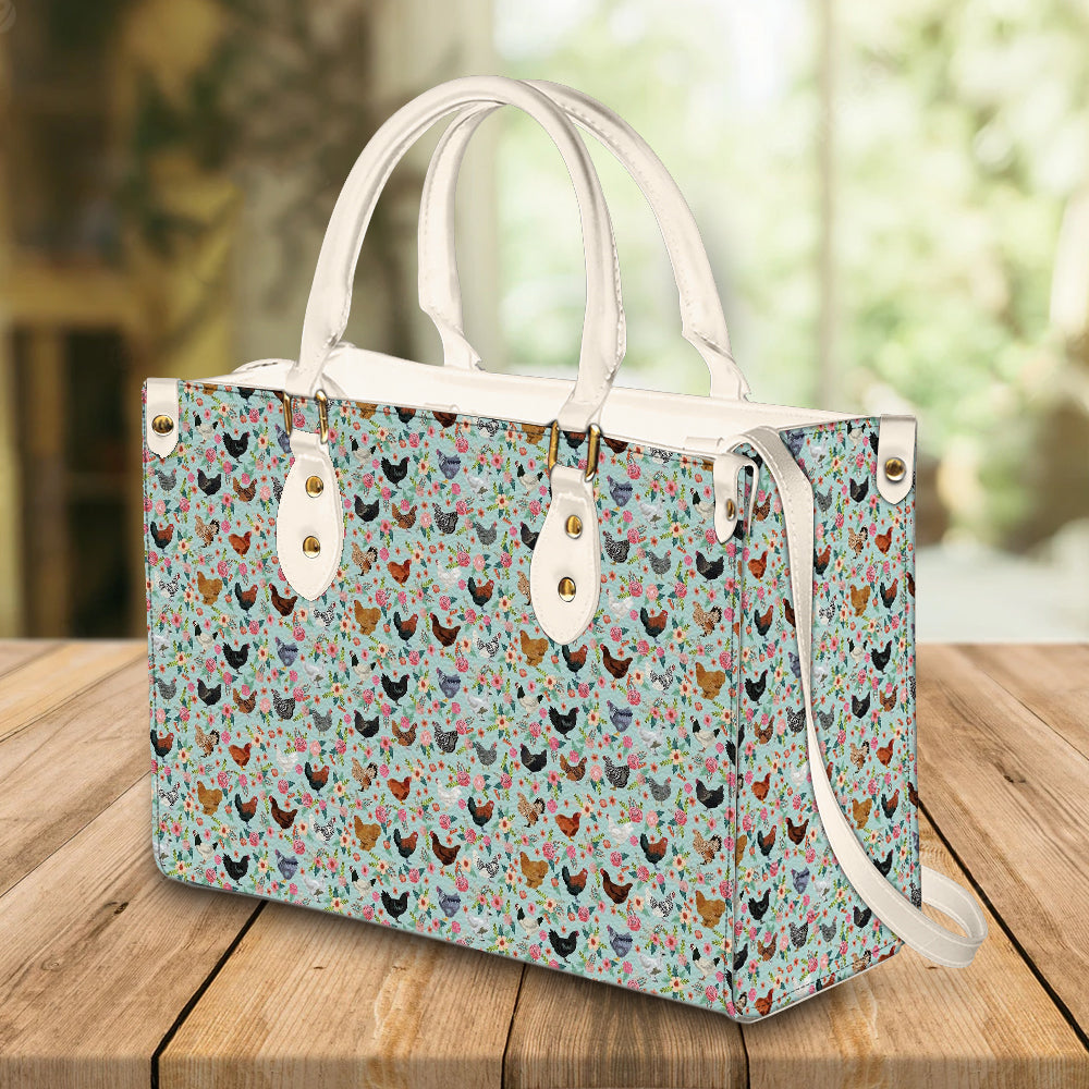 litzzy Personalized Chicken And Flower Purse Leather Bag Handbag For Women leather bag   
