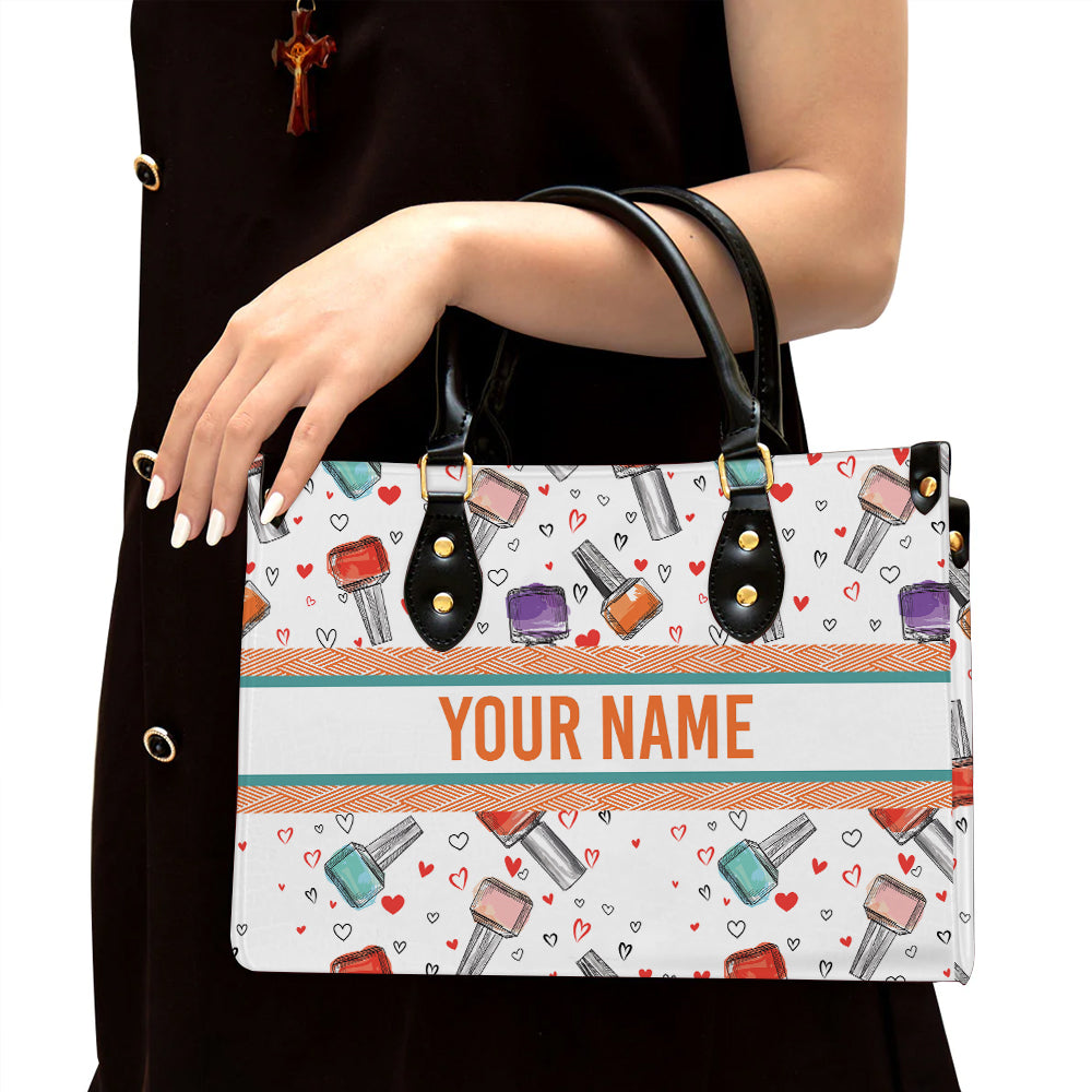 litzzy Personalized Nail Polish Purse Leather Bag Handbag For Women leather bag Black  