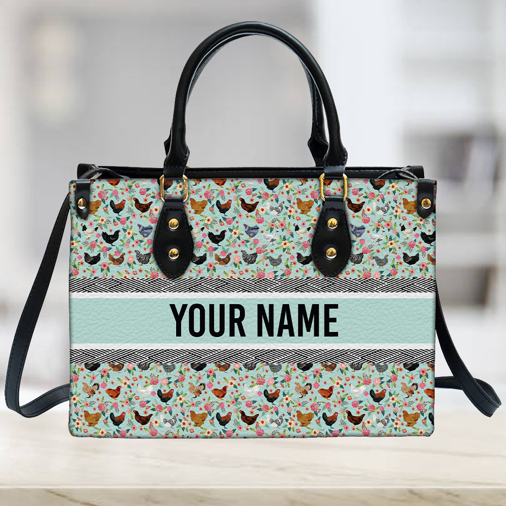 litzzy Personalized Chicken And Flower Purse Leather Bag Handbag For Women leather bag   