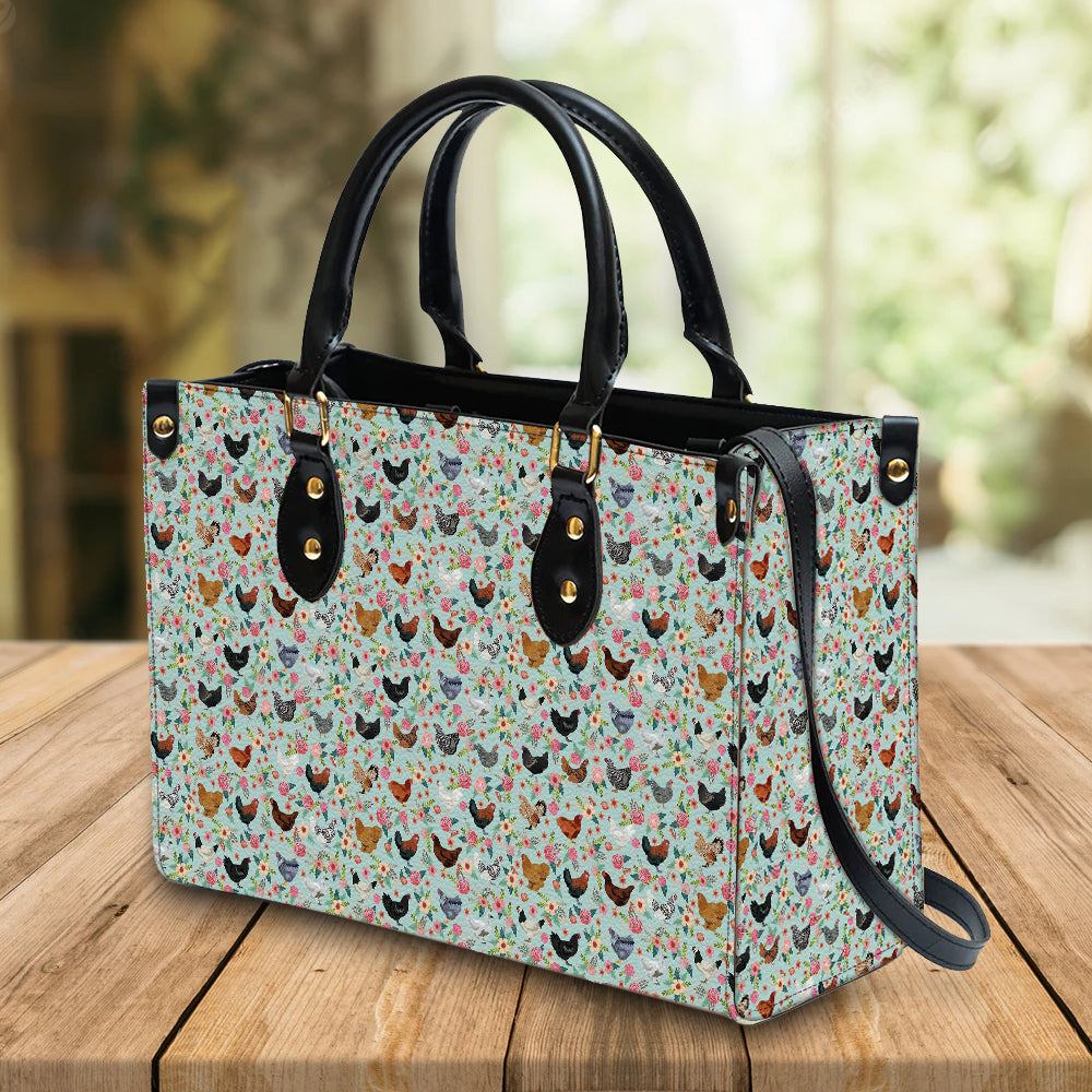litzzy Personalized Chicken And Flower Purse Leather Bag Handbag For Women leather bag   