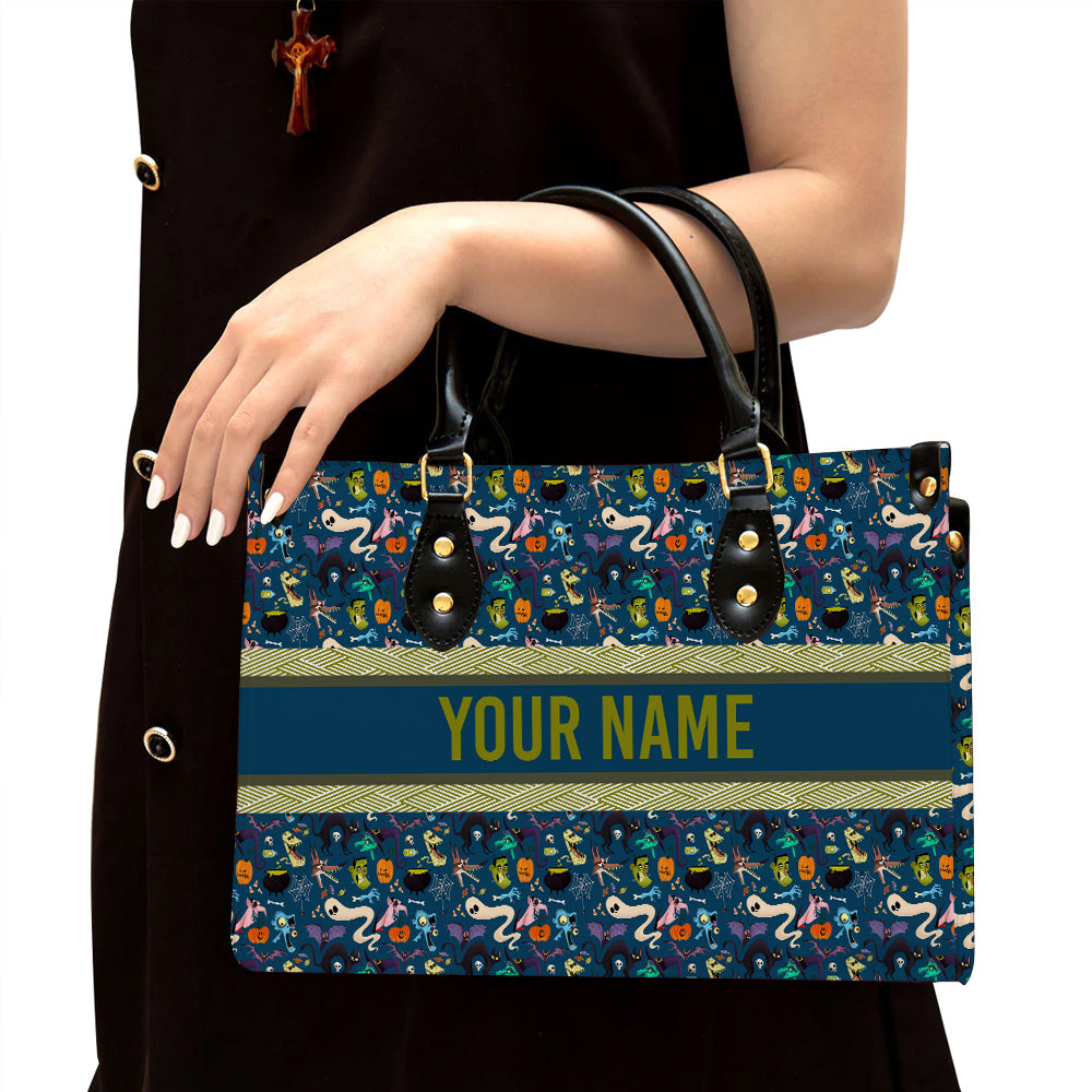 litzzy Personalized Funny Ghost Purse Leather Bag Handbag For Women leather bag Black  