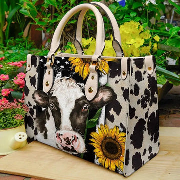 litzzy Cow Sunflower Leather Bag Handbag leather bag White  