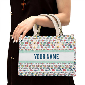 litzzy Personalized Camping Purse Leather Bag Camper Handbag For Women leather bag White  