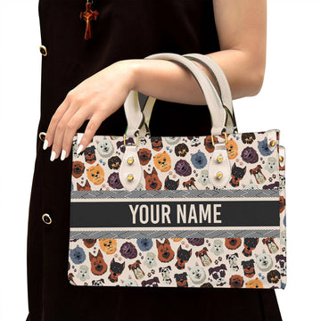 litzzy Personalized Dog Head Purse Leather Bag Handbag For Women leather bag White  