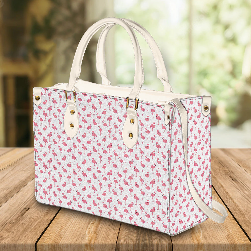 litzzy Personalized Flamingo Bird Purse Leather Bag Pink White Handbag For Women leather bag   