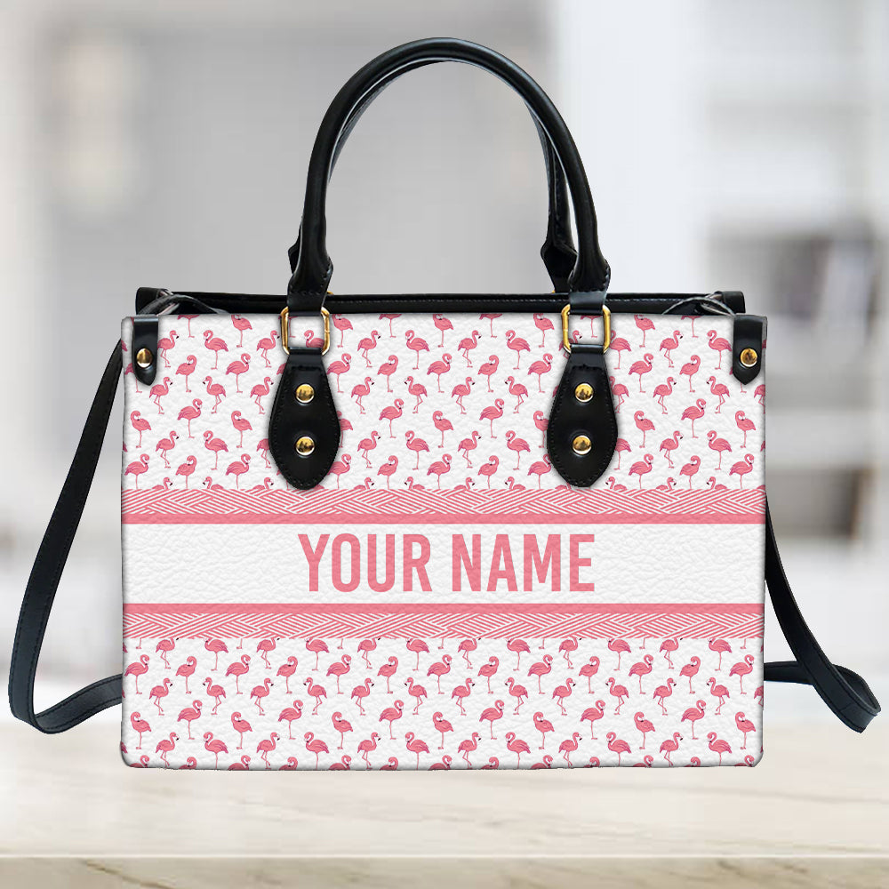 litzzy Personalized Flamingo Bird Purse Leather Bag Pink White Handbag For Women leather bag   