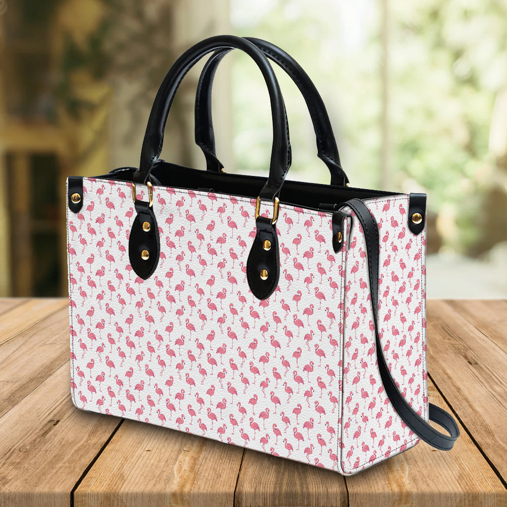 litzzy Personalized Flamingo Bird Purse Leather Bag Pink White Handbag For Women leather bag   