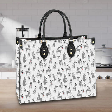 litzzy Personalized Schnauzer Dog Leather Bag Handbag For Women leather bag   