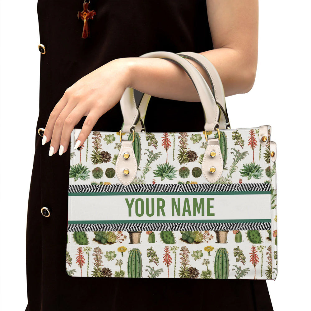 litzzy Personalized Cactus Purse Leather Bag Handbag For Women leather bag White  