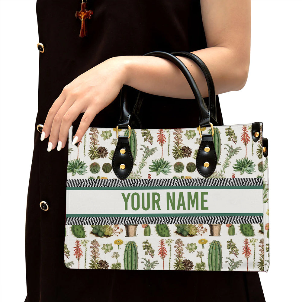 litzzy Personalized Cactus Purse Leather Bag Handbag For Women leather bag Black  