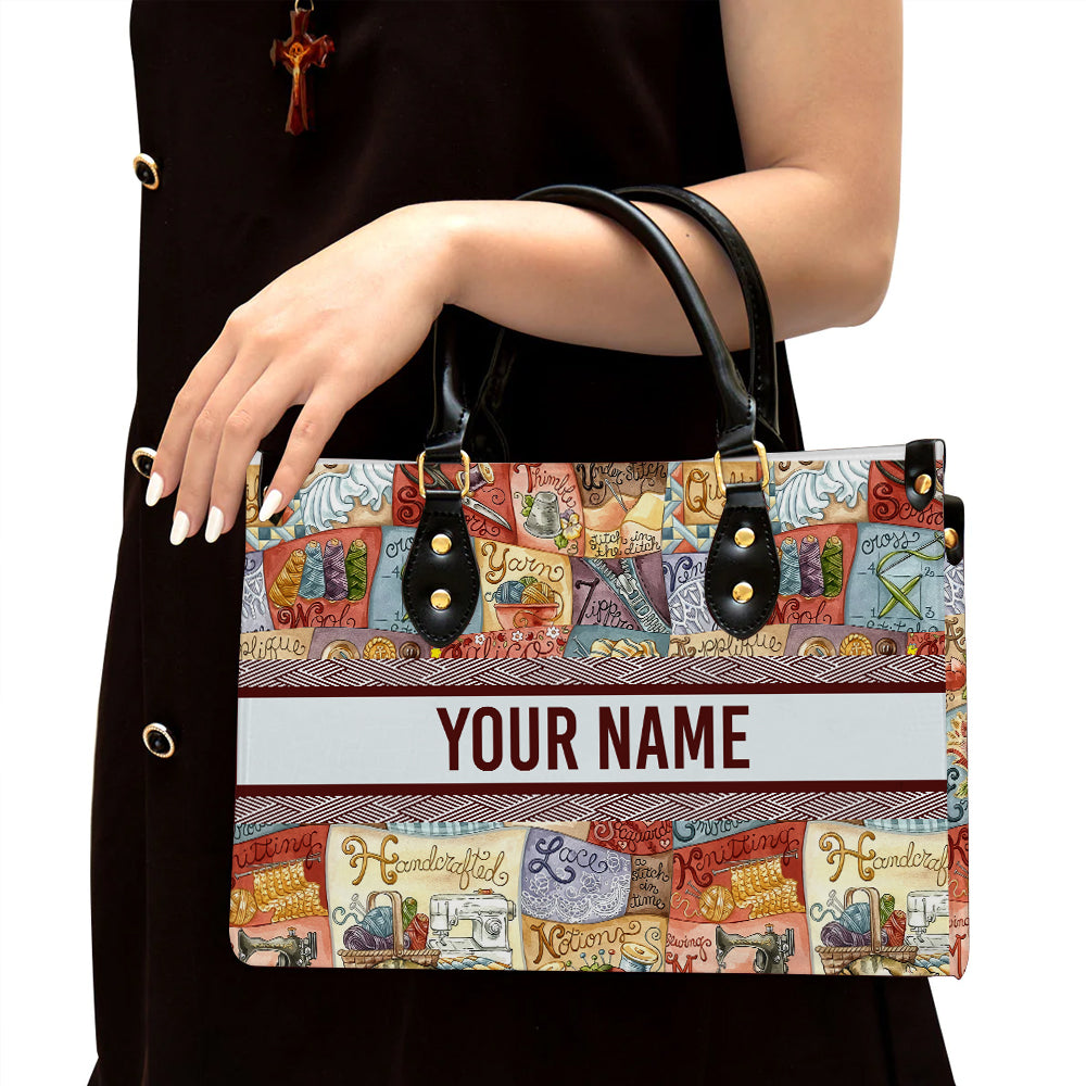 litzzy Personalized Quilting Sewing Purse Leather Bag Handbag For Women leather bag Black  