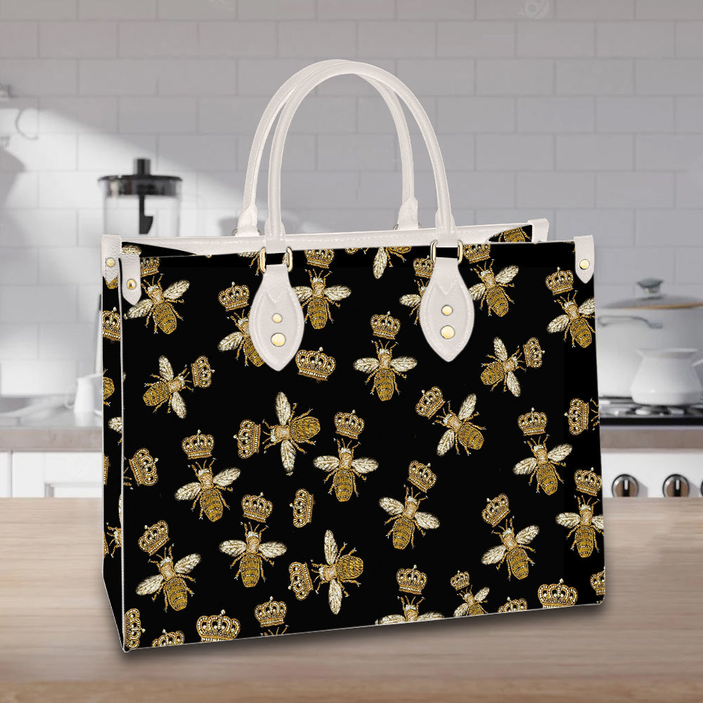 litzzy Personalized Bee Queen Purse Leather Bag Handbag For Women PANLTO0012 leather bag   