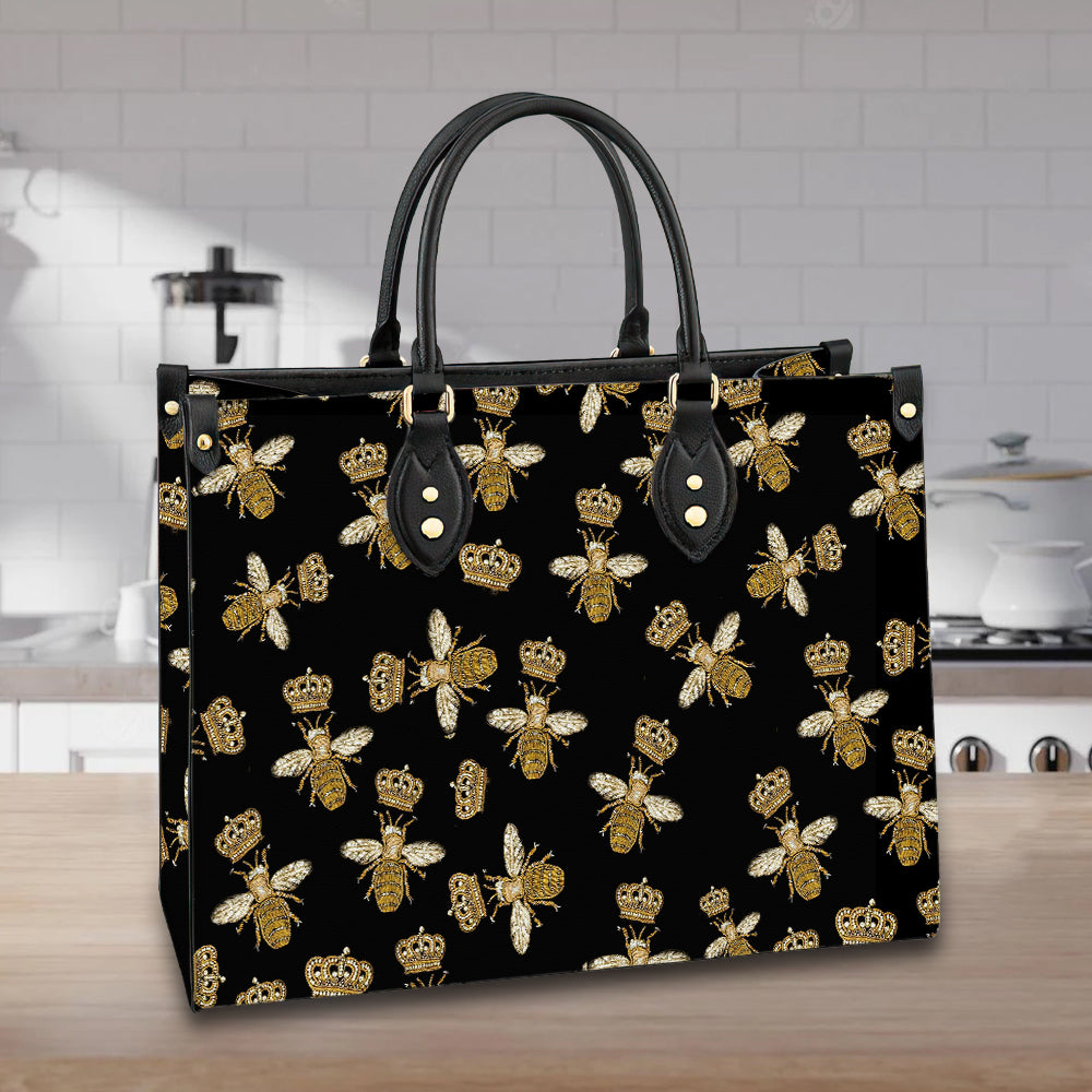 litzzy Personalized Bee Queen Purse Leather Bag Handbag For Women PANLTO0012 leather bag   
