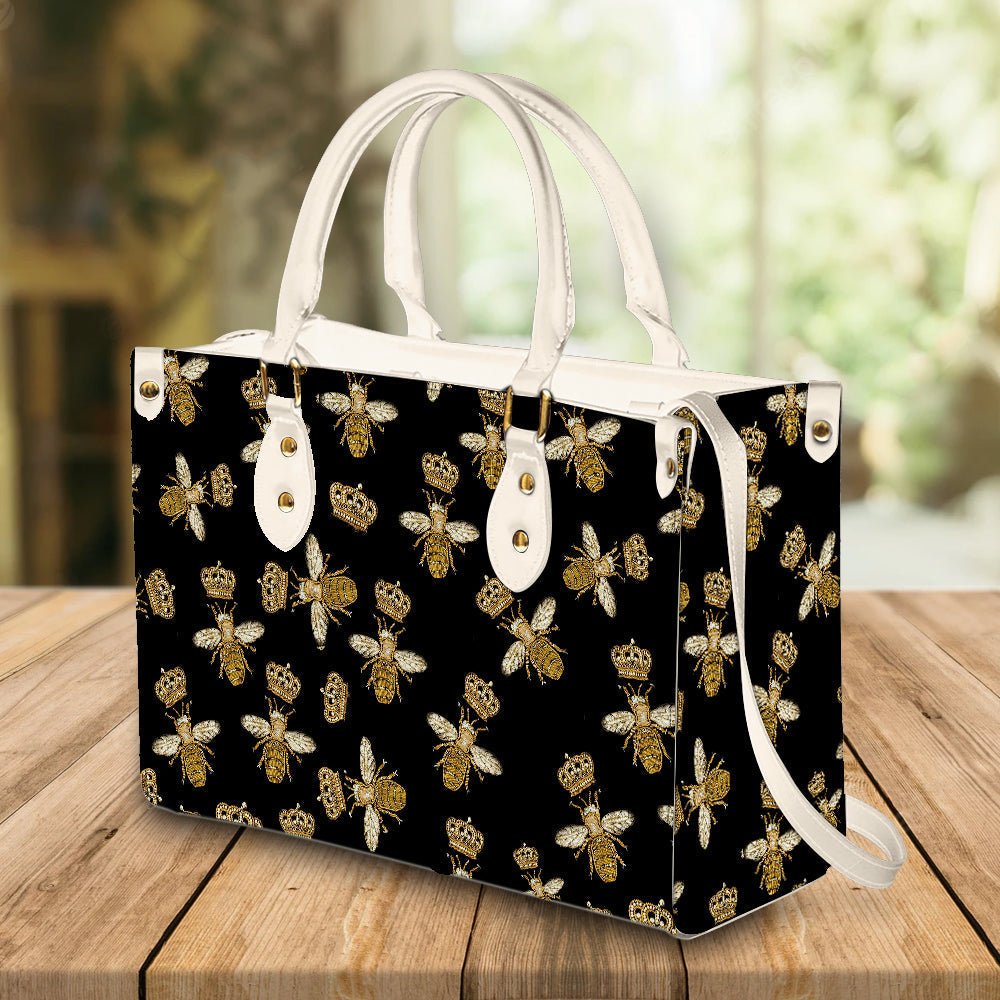 litzzy Personalized Bee Queen Purse Leather Bag Handbag For Women PANLTO0012 leather bag   