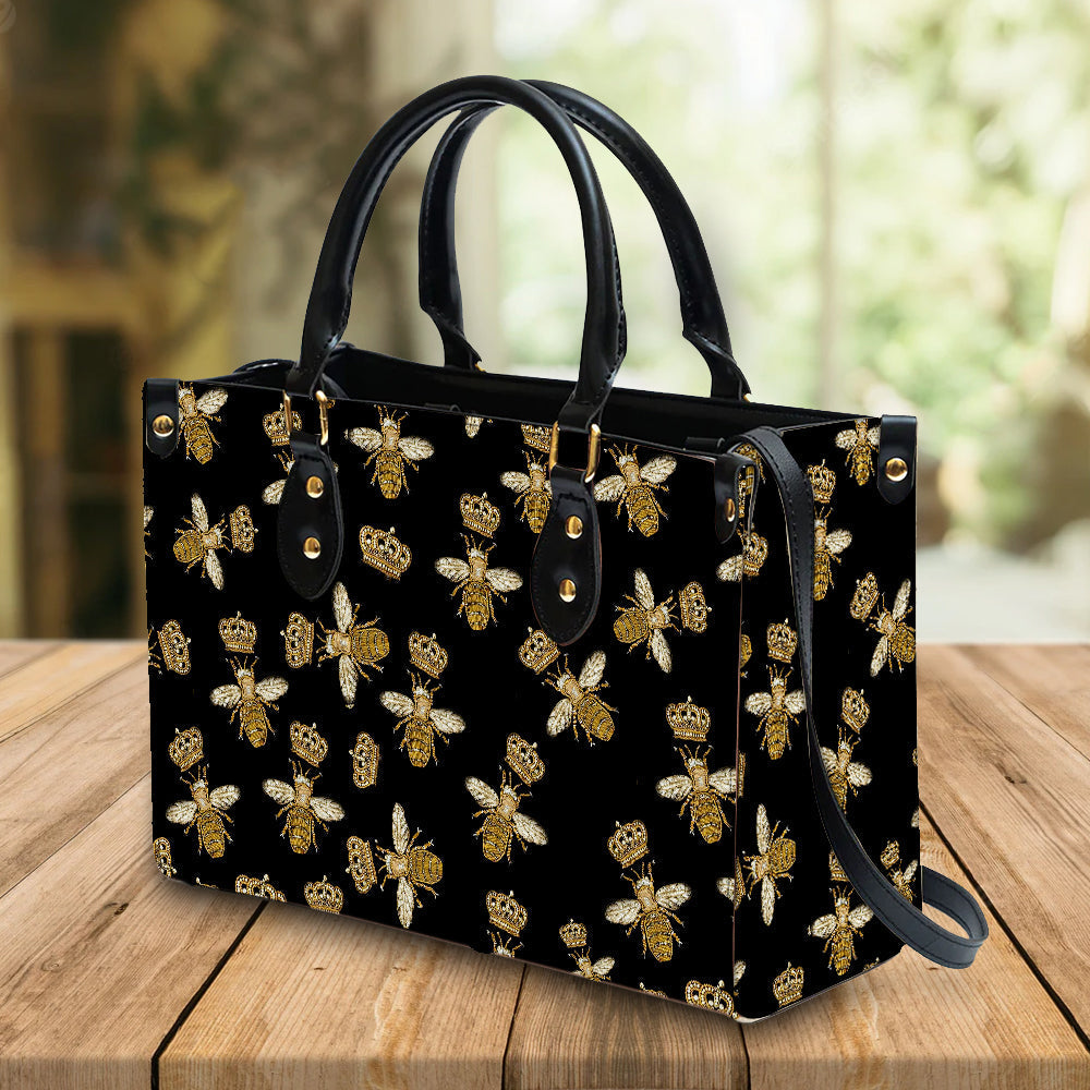 litzzy Personalized Bee Queen Purse Leather Bag Handbag For Women PANLTO0012 leather bag   