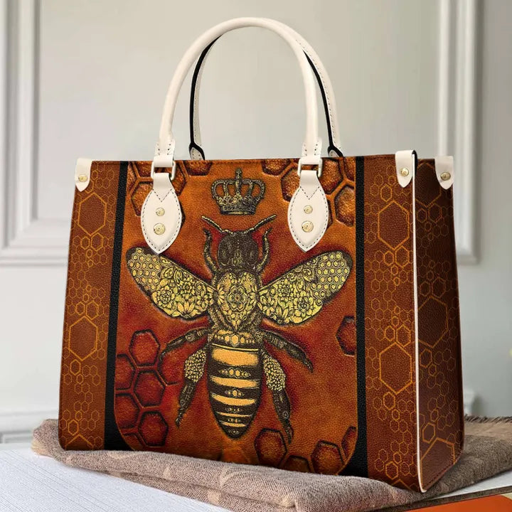 litzzy Bee The Queen Leather Bag - Handbag For Women leather bag White  