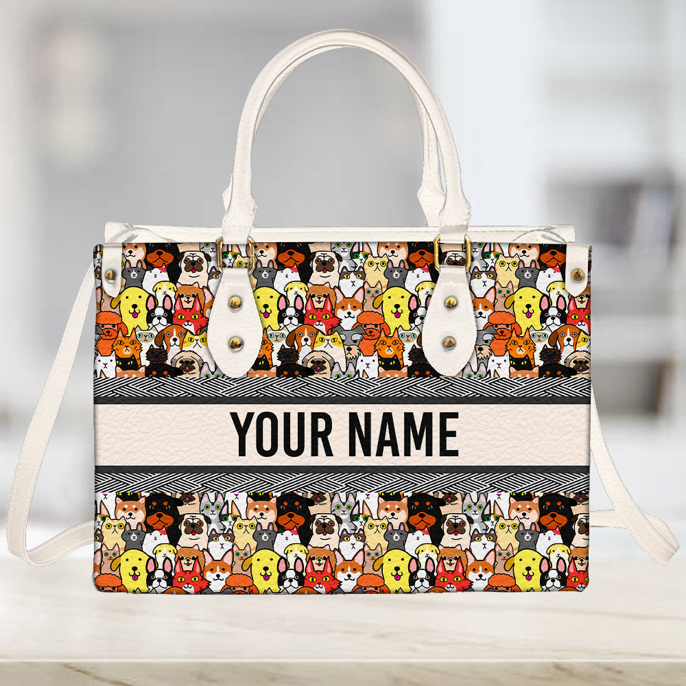 litzzy Personalized Cat And Dog Purse Leather Bag Cute Handbag For Women leather bag   