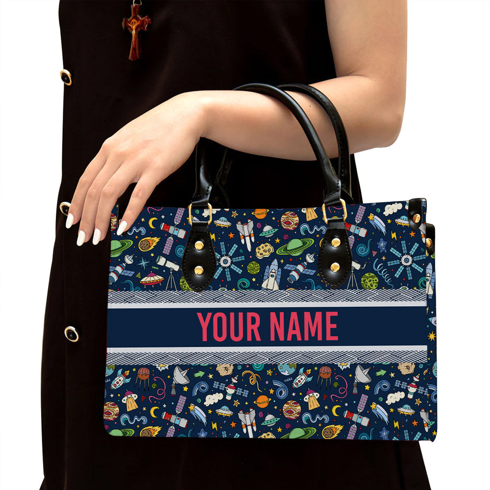 litzzy Personalized Astronaut Purse Leather Bag Handbag For Women leather bag Black  