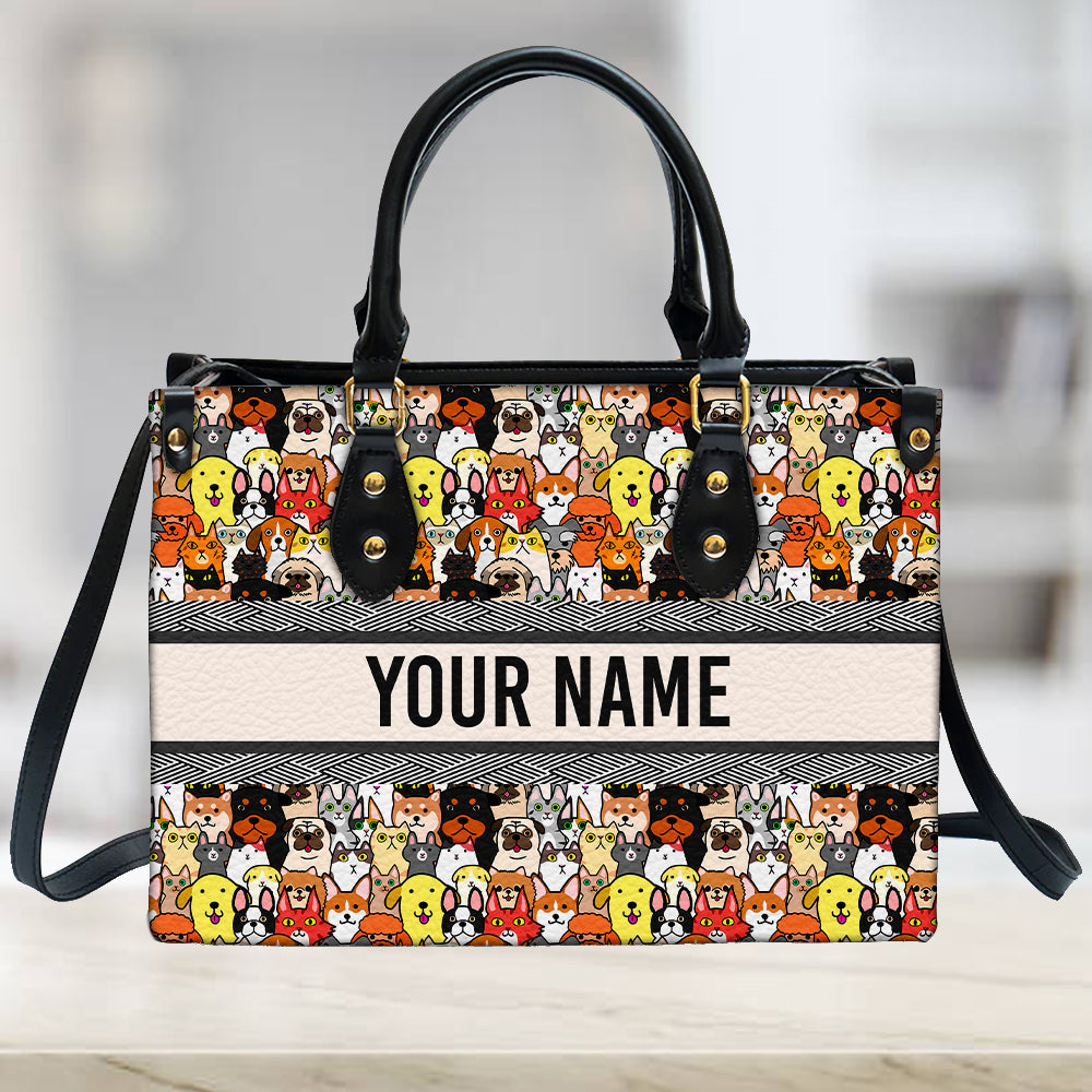 litzzy Personalized Cat And Dog Purse Leather Bag Cute Handbag For Women leather bag   