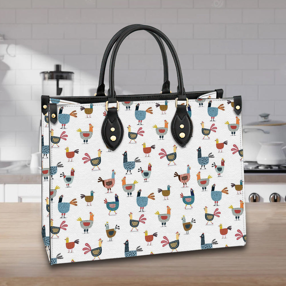 litzzy Personalized Chicken Colorful Purse Leather Bag Handbag For Women leather bag   