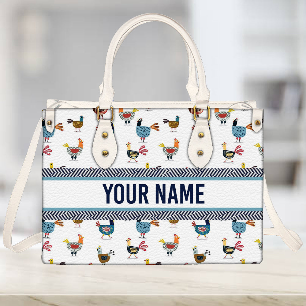 litzzy Personalized Chicken Colorful Purse Leather Bag Handbag For Women leather bag   