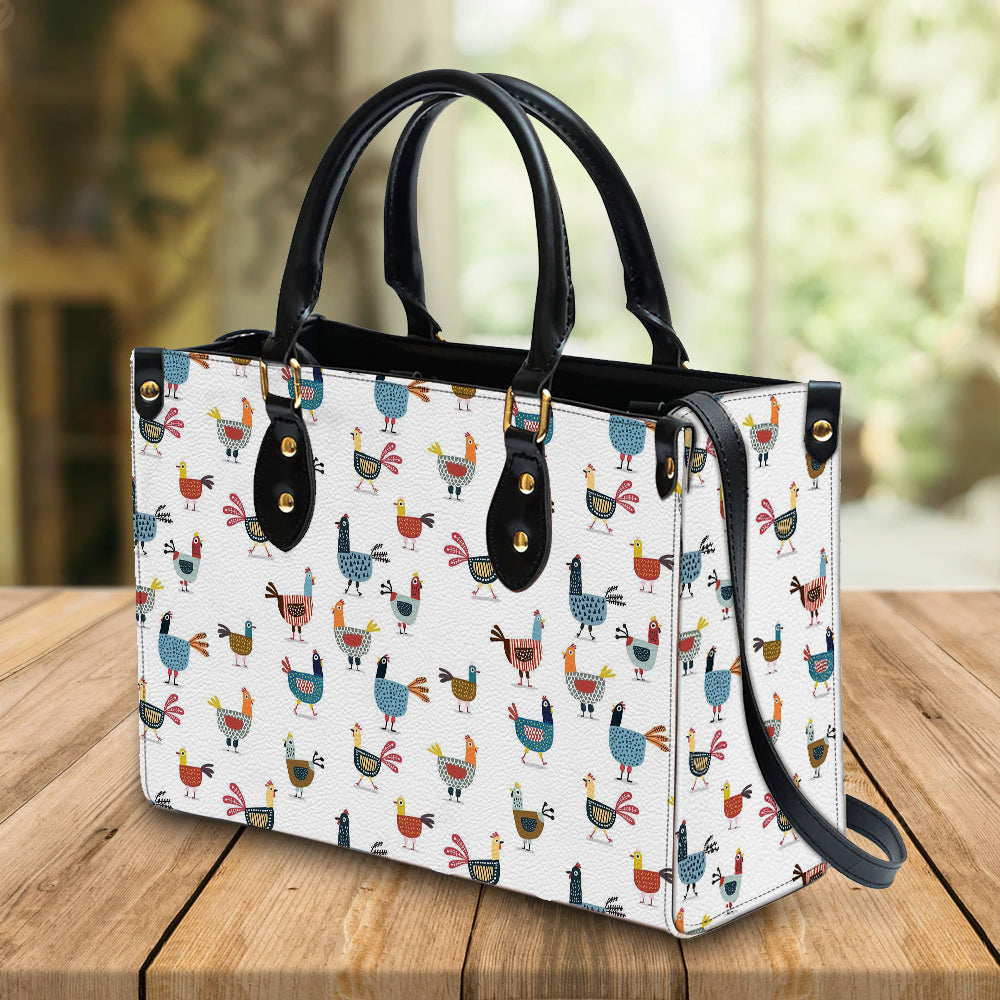 litzzy Personalized Chicken Colorful Purse Leather Bag Handbag For Women leather bag   