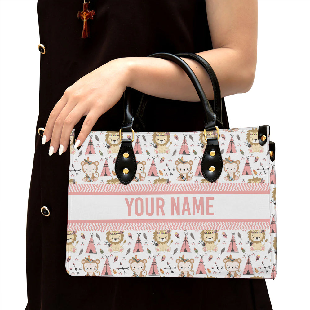 litzzy Personalized Native American Purse Leather Bag Handbag For Women leather bag Black  
