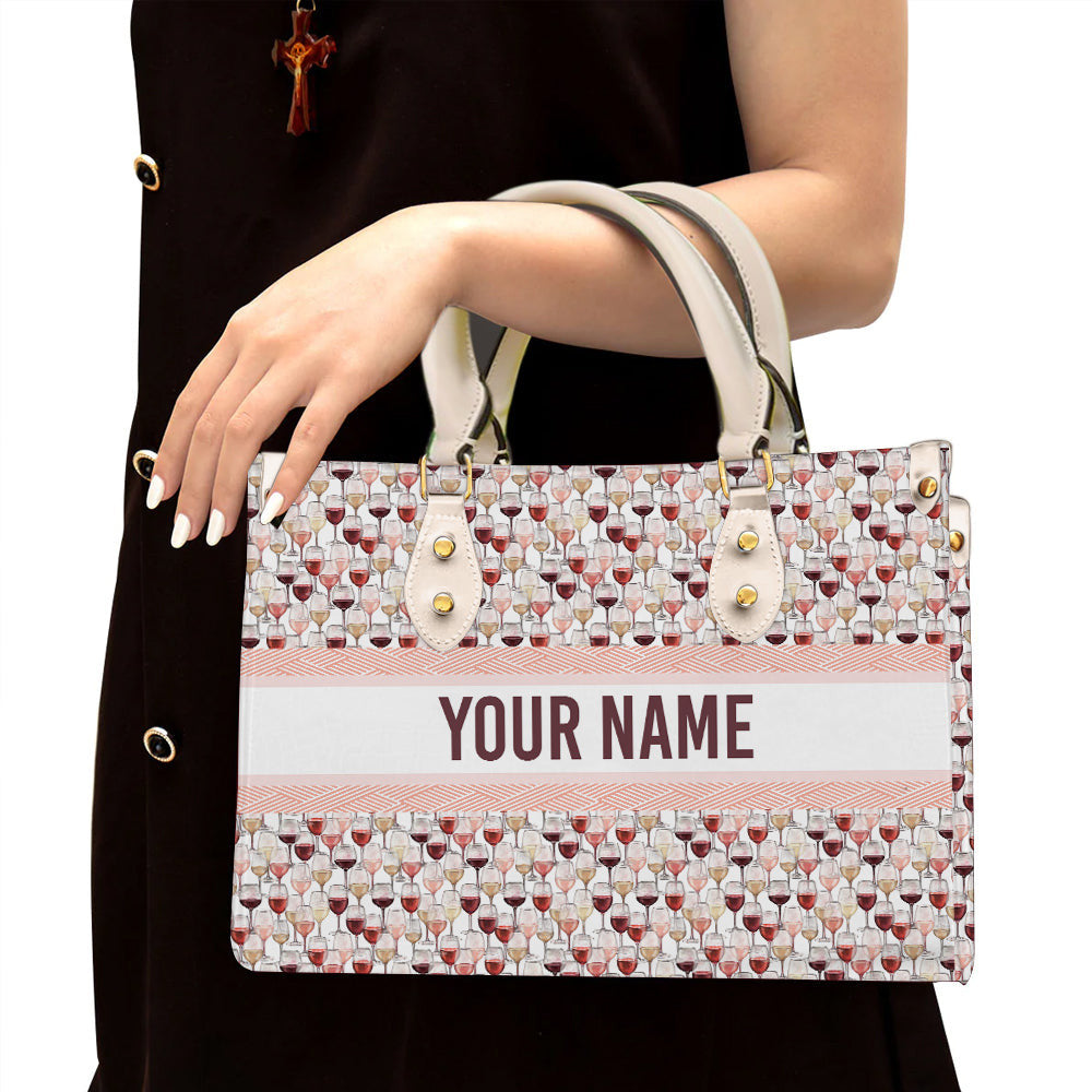 litzzy Personalized Wine Glass Purse Leather Bag Handbag For Women leather bag White  
