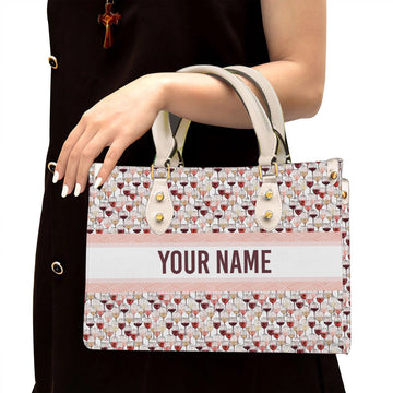 litzzy Personalized Wine Glass Purse Leather Bag Handbag For Women leather bag White  