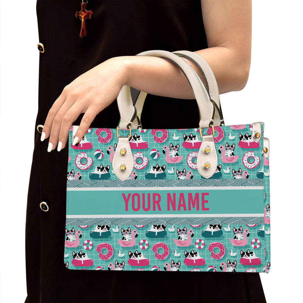 litzzy Personalized Boston Terrier Dog Purse Leather Bag Handbag For Women leather bag White  