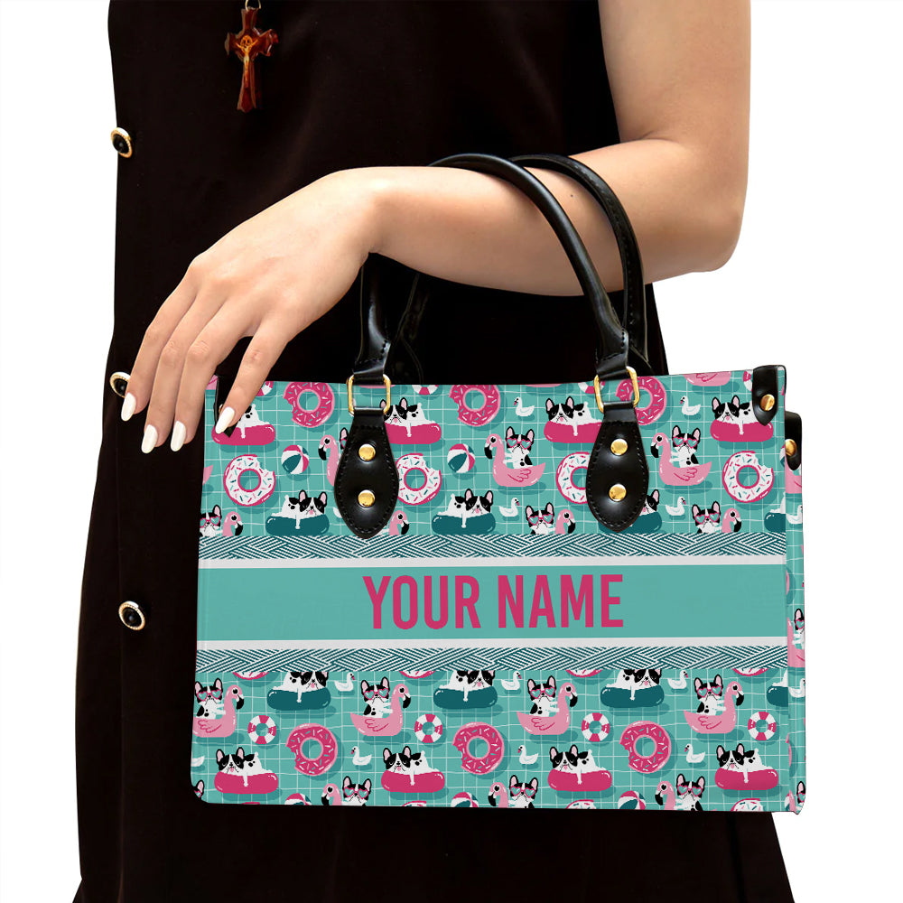 litzzy Personalized Boston Terrier Dog Purse Leather Bag Handbag For Women leather bag Black  