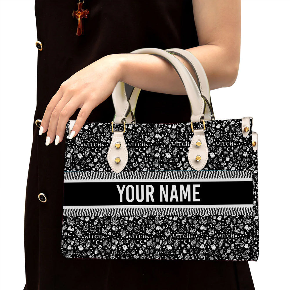 litzzy Personalized Witch Craft Halloween Purse Leather Bag Handbag For Women leather bag White  