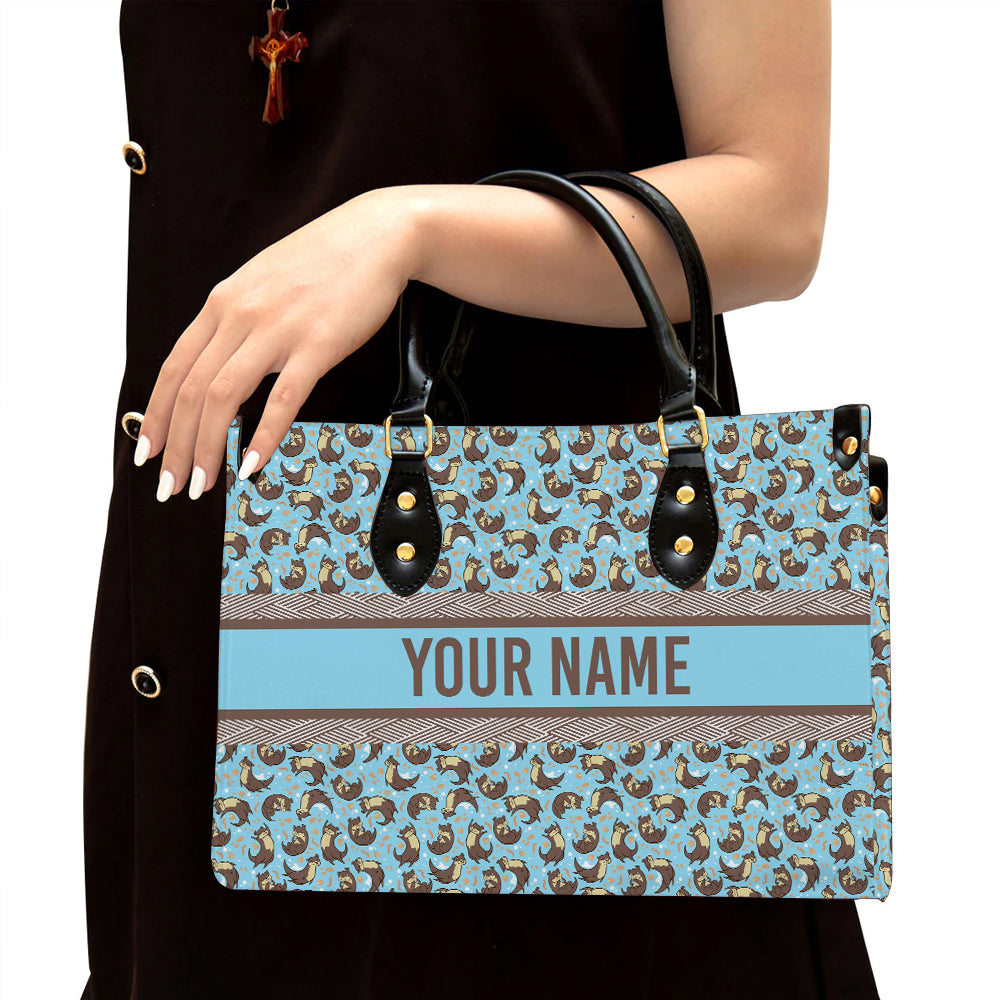 litzzy Personalized Otter Purse Leather Bag Cute Handbag For Women leather bag Black  