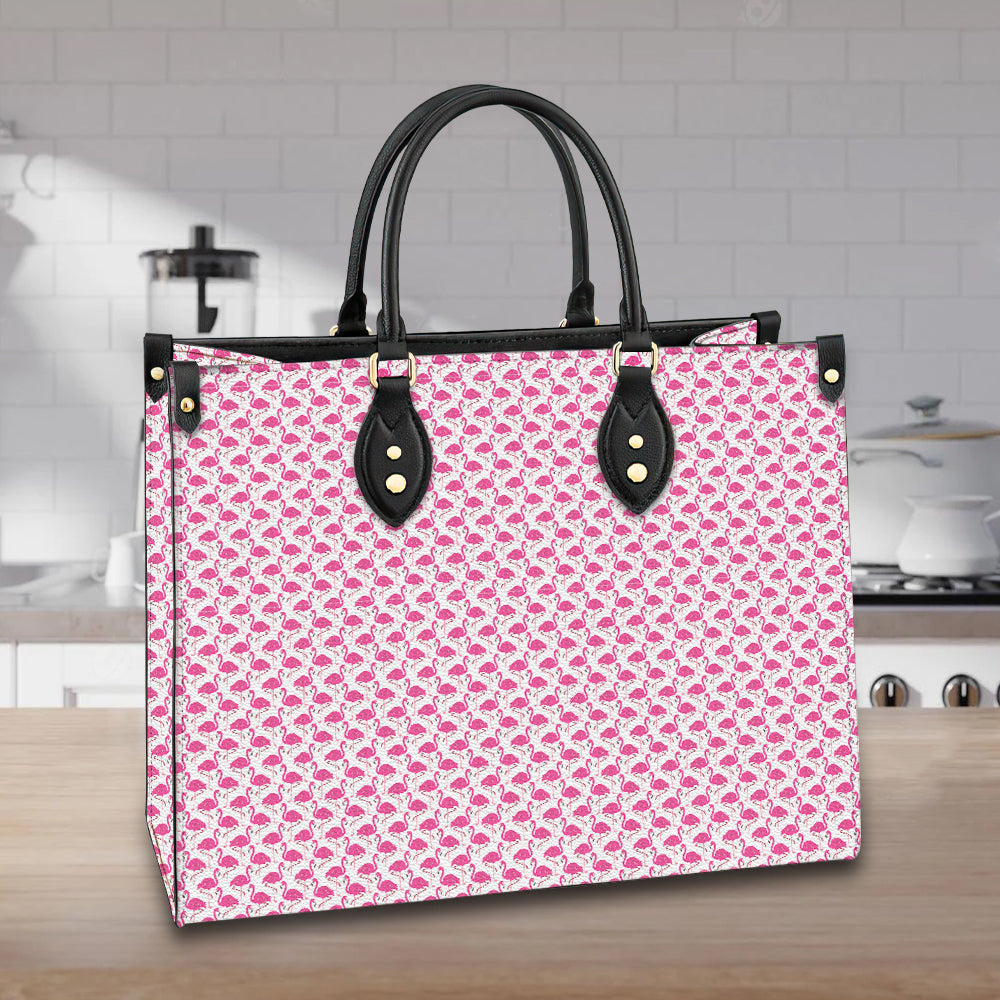 litzzy Personalized Pink Birds Flamingo Purse Leather Bag Handbag For Women leather bag   