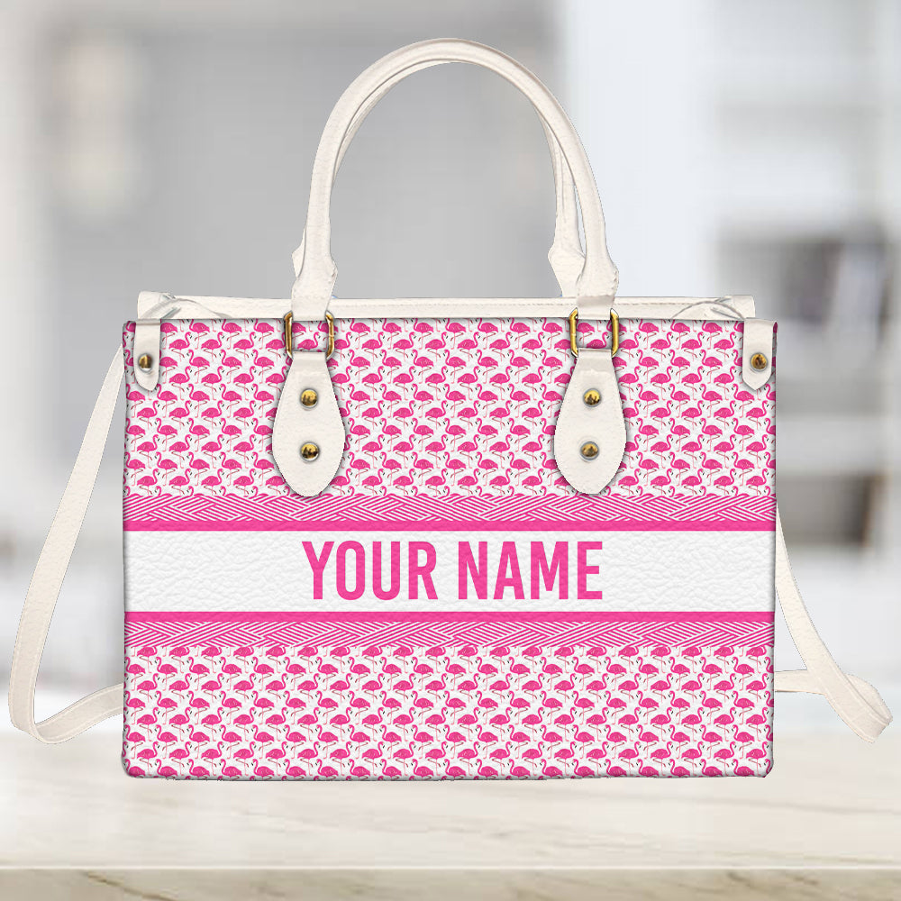 litzzy Personalized Pink Birds Flamingo Purse Leather Bag Handbag For Women leather bag   