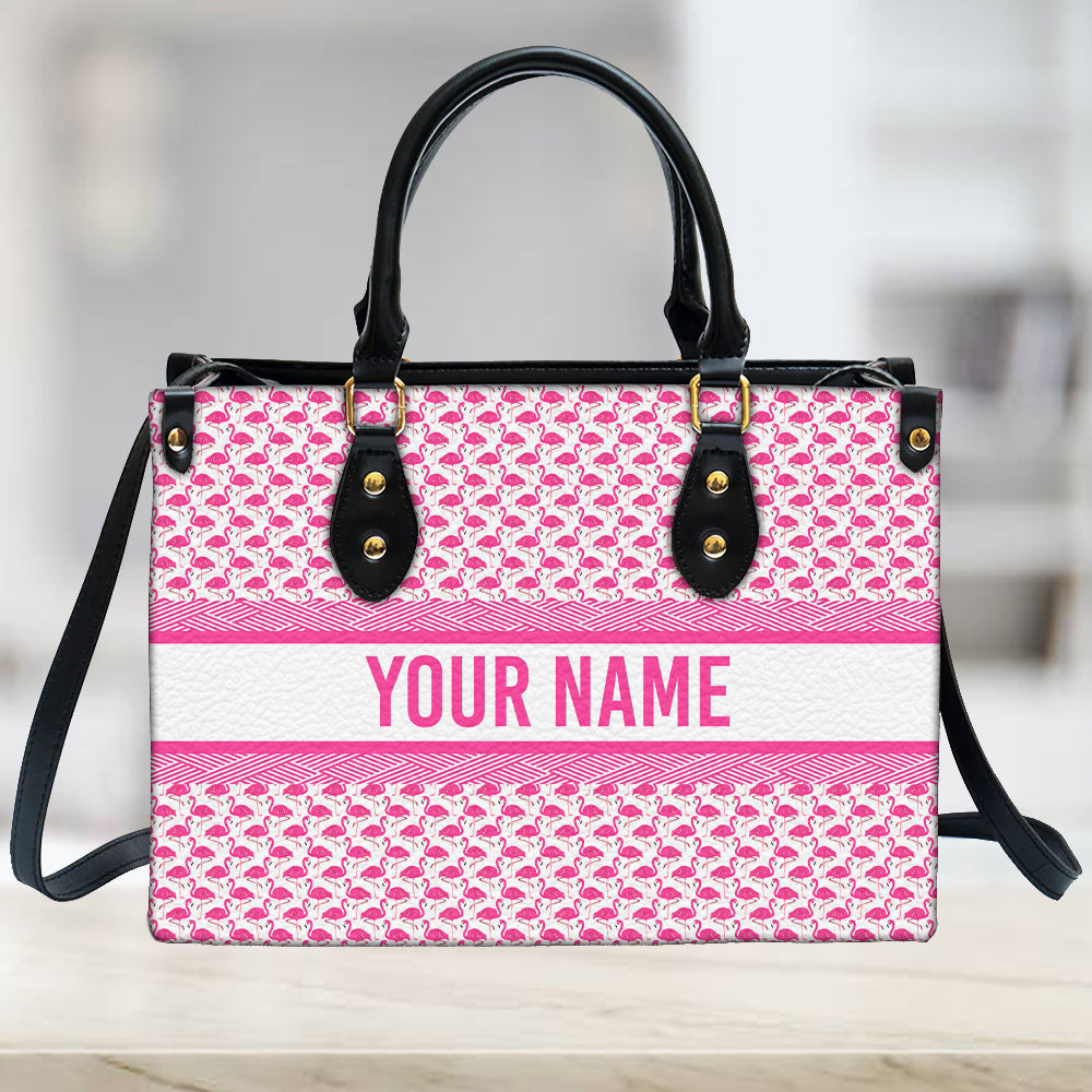 litzzy Personalized Pink Birds Flamingo Purse Leather Bag Handbag For Women leather bag   