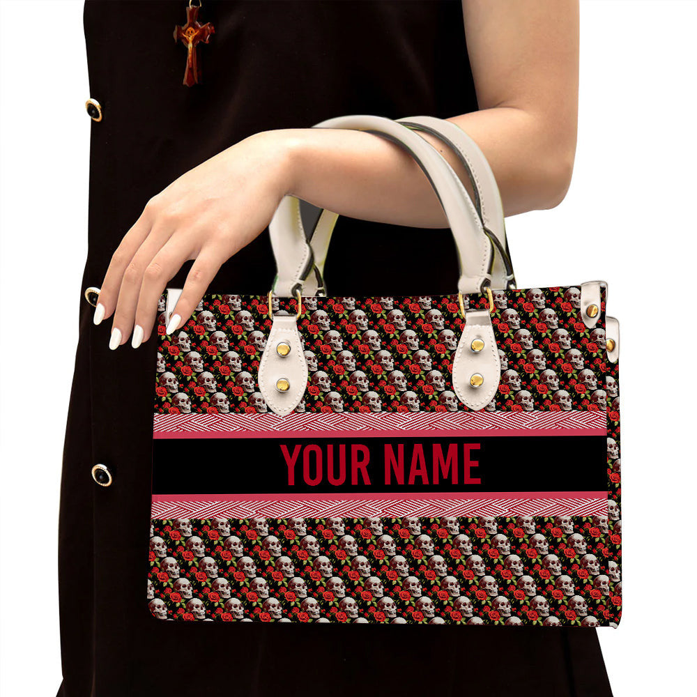 litzzy Personalized Mexican Sugar Skull Purse Leather Bag Handbag For Women leather bag White  