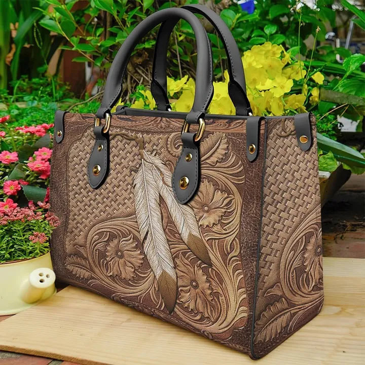litzzy Native American Leather Bag Handbag leather bag Black  