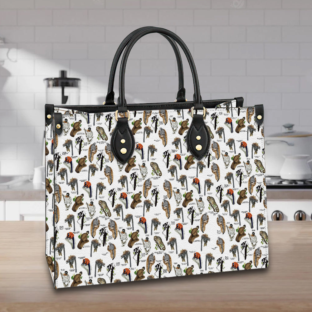 litzzy Personalized Lemur Purse Leather Bag Gray Mouse Handbag For Women leather bag   