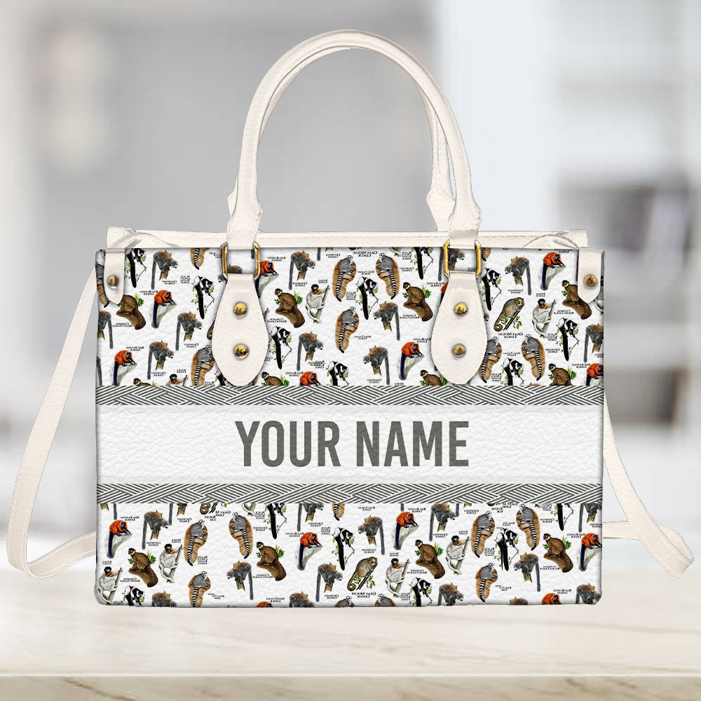 litzzy Personalized Lemur Purse Leather Bag Gray Mouse Handbag For Women leather bag   